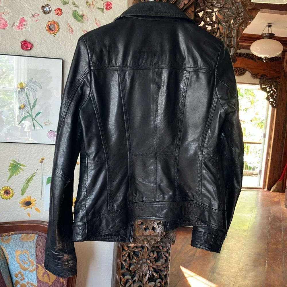 Guess Black Leather Motorcycle Jacket - Picture 10 of 10